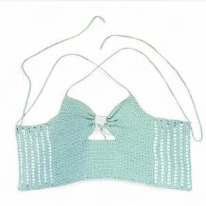 Mint Green Crochet Halter Top